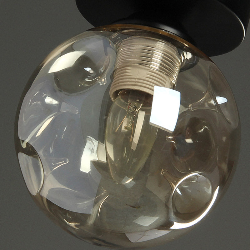 Contemporary Globe Flush Mount Clear Glass Ceiling Light Fixture for Hallway