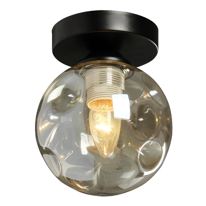 Contemporary Globe Flush Mount Clear Glass Ceiling Light Fixture for Hallway