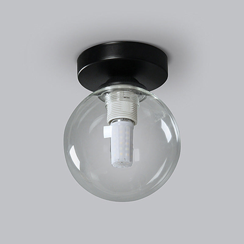 Contemporary Globe Flush Mount Clear Glass Ceiling Light Fixture for Hallway