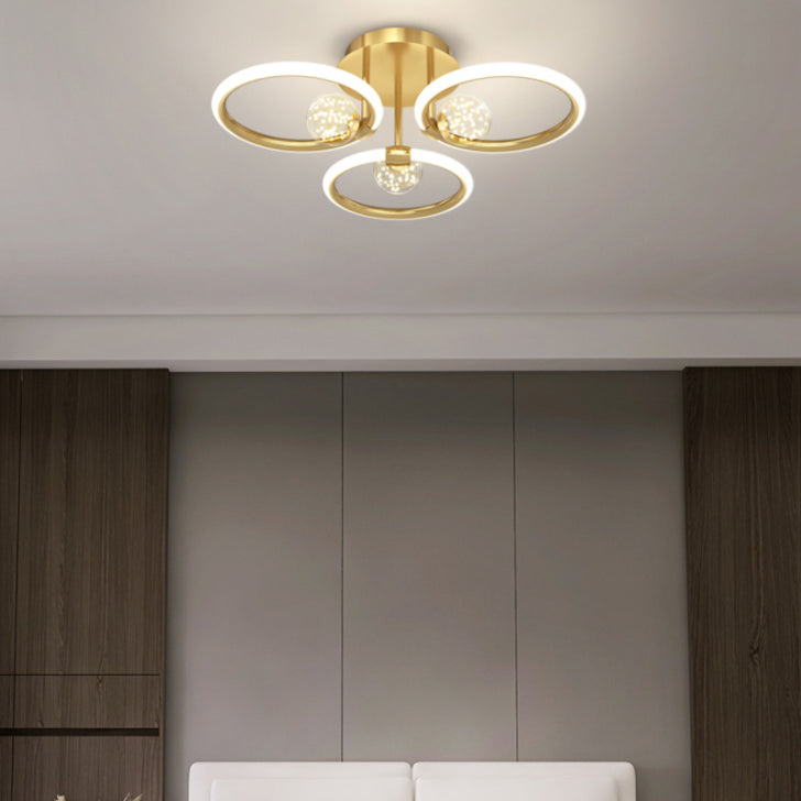 Circle Ring Semi Flush Mount Light Fixture Modern Simplicity Ceiling Mount Light Fixture for Bedroom