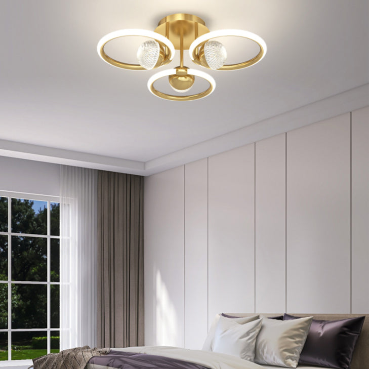 Circle Ring Semi Flush Mount Light Fixture Modern Simplicity Ceiling Mount Light Fixture for Bedroom