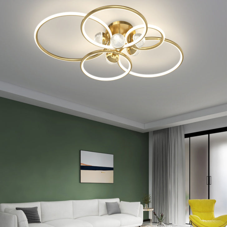 Circle Ring Semi Flush Mount Light Fixture Modern Simplicity Ceiling Mount Light Fixture for Bedroom