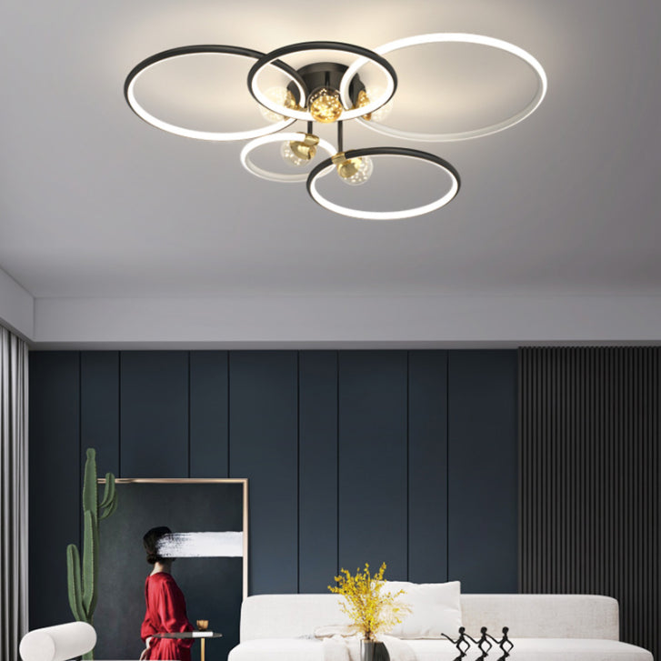 Circle Ring Semi Flush Mount Light Fixture Modern Simplicity Ceiling Mount Light Fixture for Bedroom