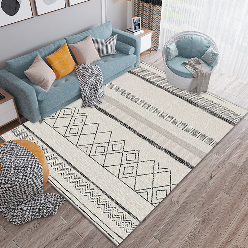 Light Color Bedroom Carpet Boho-Chic Southwestern Pattern Area Rug Polyester with Easy Care Rug