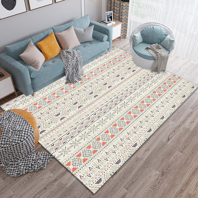 Light Color Bedroom Carpet Boho-Chic Southwestern Pattern Area Rug Polyester with Easy Care Rug