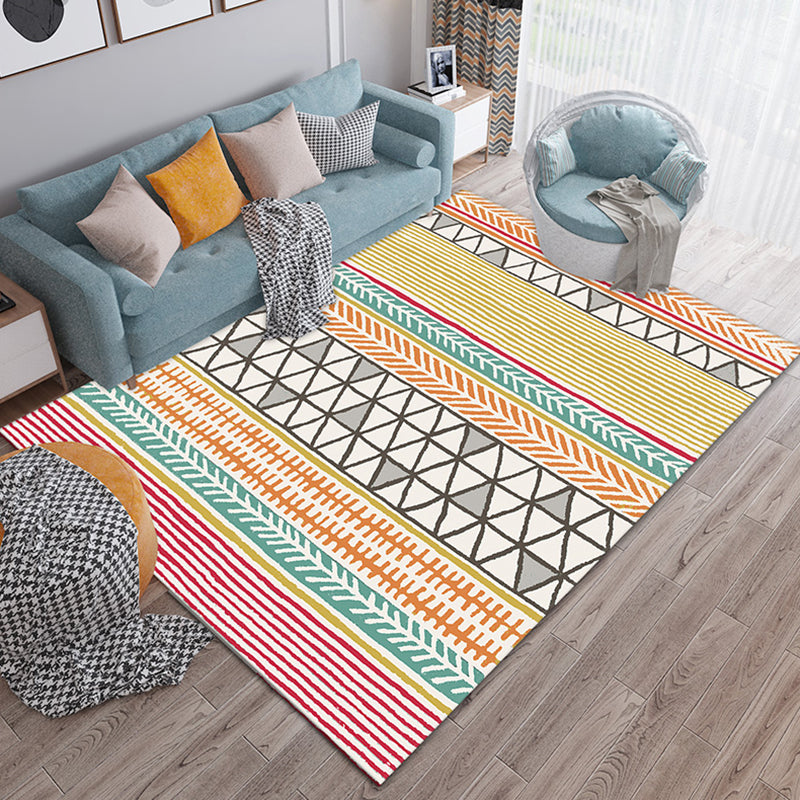 Light Color Bedroom Carpet Boho-Chic Southwestern Pattern Area Rug Polyester with Easy Care Rug