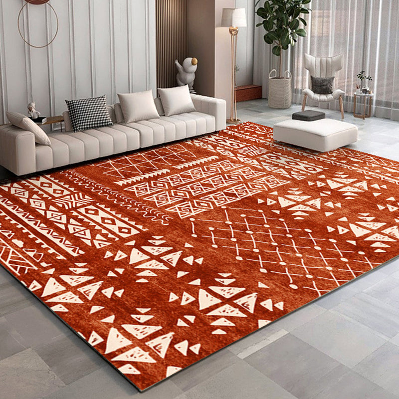 Multicolor Home Decor Carpet Retro Tribal Symbols Area Rug Polyester with Anti-Slip Backing Rug