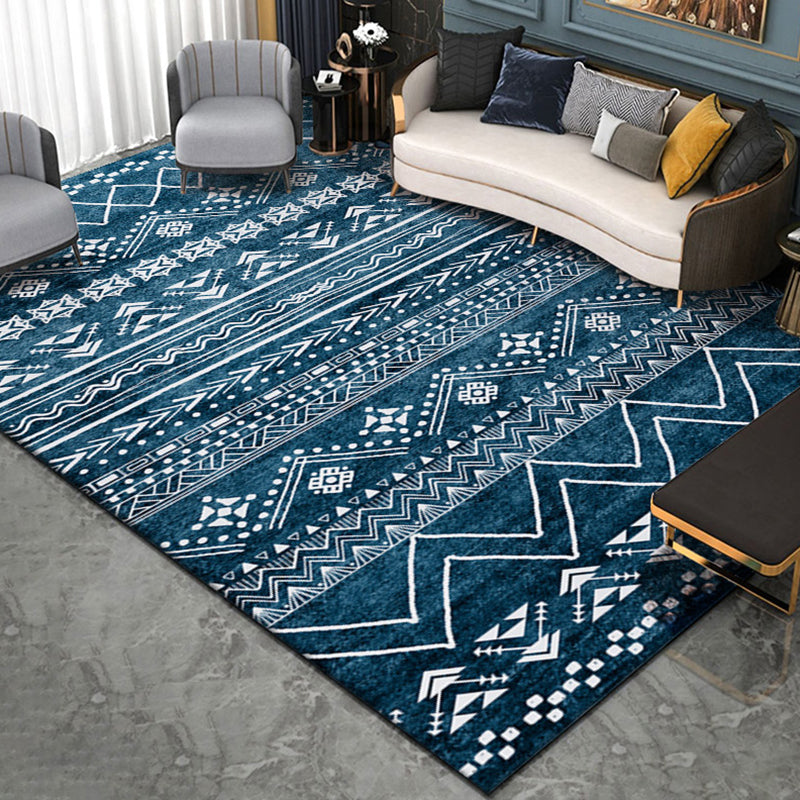 Multicolor Home Decor Carpet Retro Tribal Symbols Area Rug Polyester with Anti-Slip Backing Rug