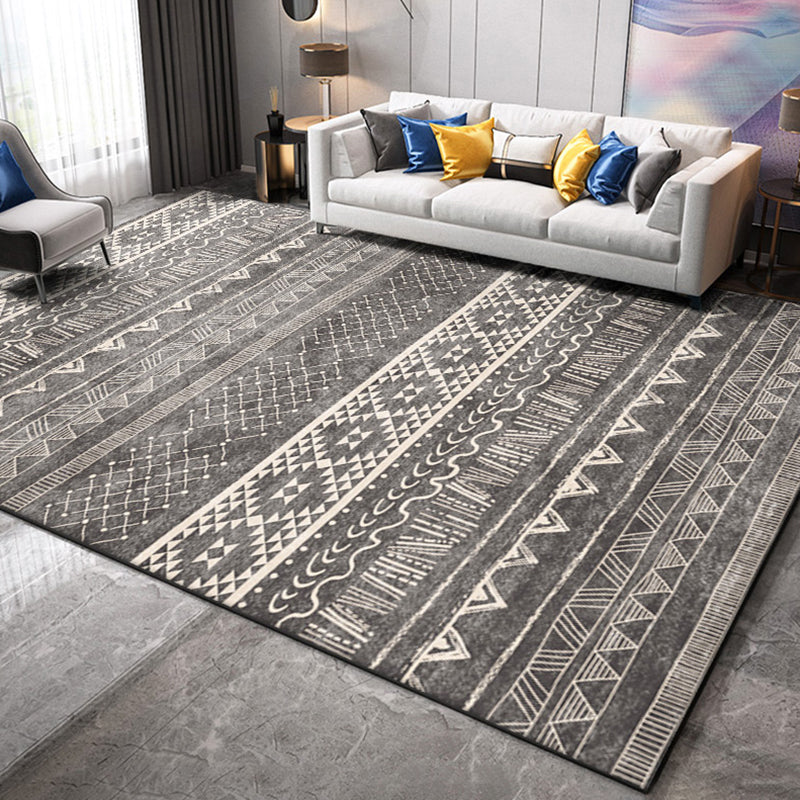 Multicolor Home Decor Carpet Retro Tribal Symbols Area Rug Polyester with Anti-Slip Backing Rug