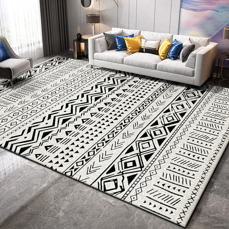 Multicolor Home Decor Carpet Retro Tribal Symbols Area Rug Polyester with Anti-Slip Backing Rug