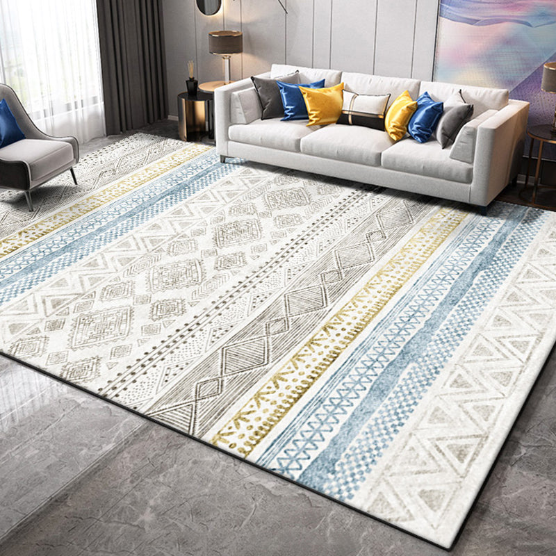 Multicolor Home Decor Carpet Retro Tribal Symbols Area Rug Polyester with Anti-Slip Backing Rug