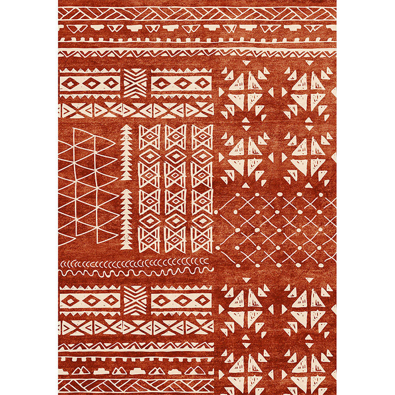 Multicolor Home Decor Carpet Retro Tribal Symbols Area Rug Polyester with Anti-Slip Backing Rug