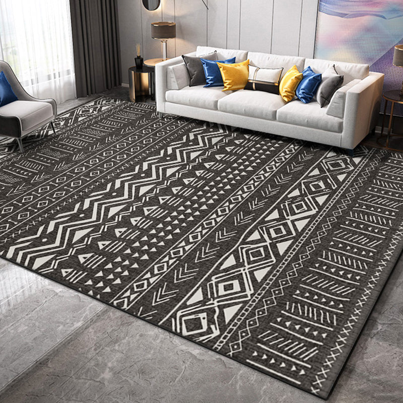 Multicolor Home Decor Carpet Retro Tribal Symbols Area Rug Polyester with Anti-Slip Backing Rug