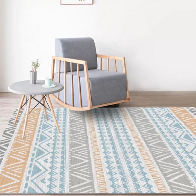 Multicolor Vintage Area Rug Polyester Tribal Print Rug Non-Slip Backing Indoor Rug for Living Room