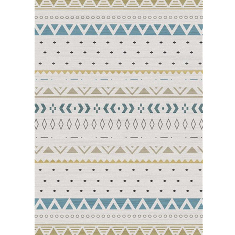 Tono blanco Room Carpet Boho Tribu Normática Área Rug Polyéster con alfombra de respaldo no deslizante