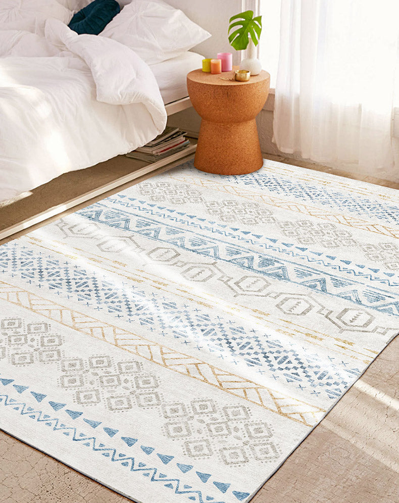 Multicolor Boho Innenteppich Polyester Stammes Symbole Teppich Flecken widerstandsfähiger Innenteppich für Wohnzimmer