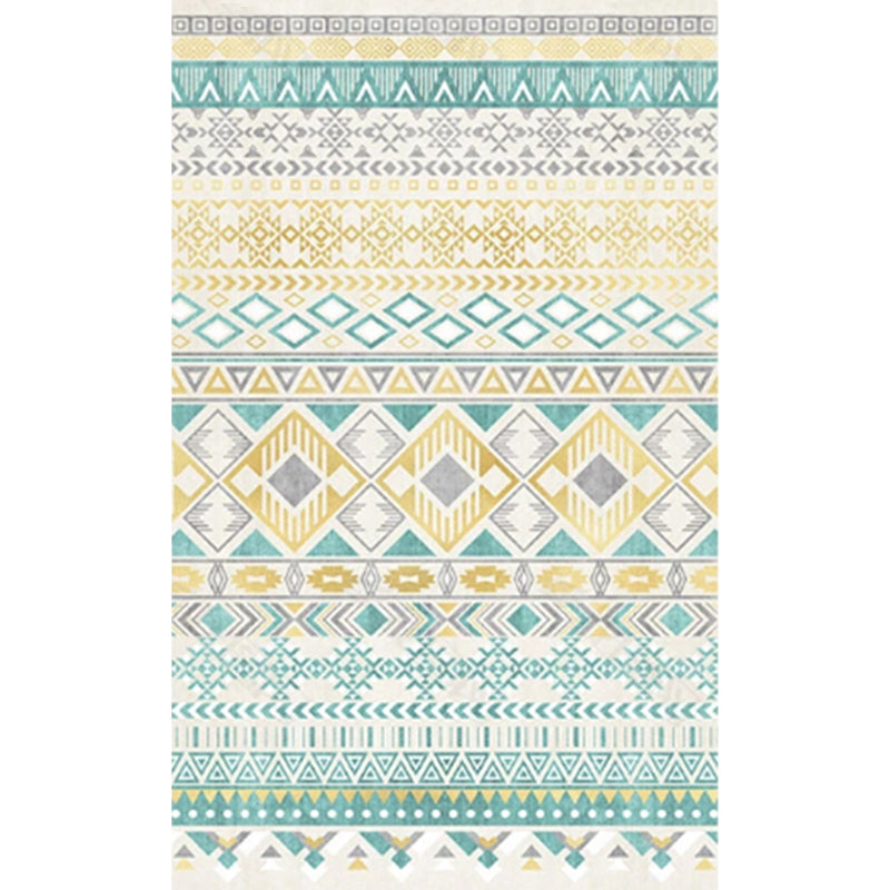 Boho-Chic Tribal Print Carpet Multicolor Polyester Rug Anti-Slip Backing Carpet for Home Decoration