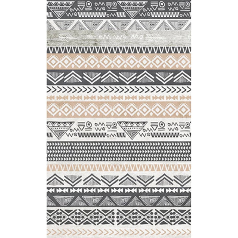 Boho-Chic Tribal Print Carpet Multicolor Polyester Rug Anti-Slip Backing Carpet for Home Decoration