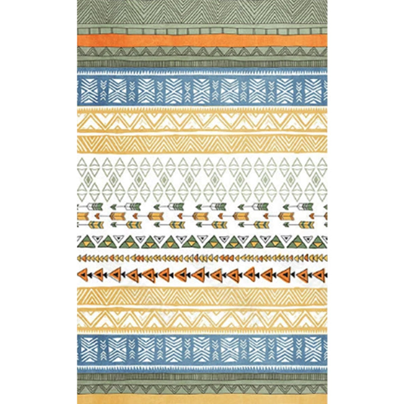 Boho-Chic Tribal Print Carpet Multicolor Polyester Rug Anti-Slip Backing Carpet for Home Decoration
