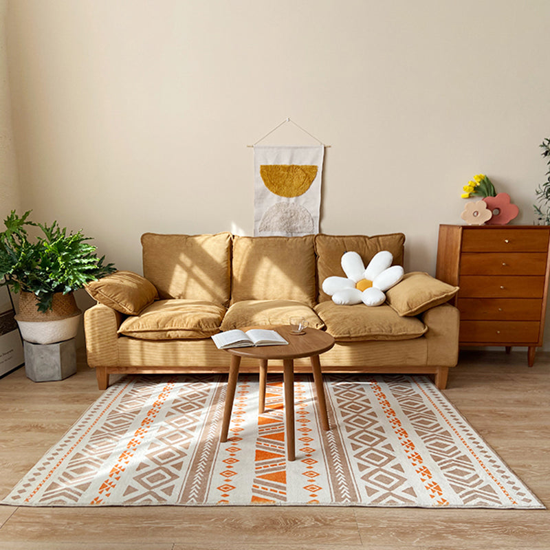 Boho-Chic Tribal Print Carpet Multicolor Polyester Rug Anti-Slip Backing Carpet for Home Decoration