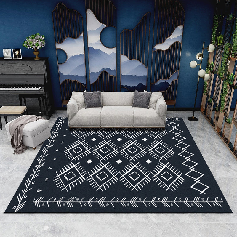 Multicolor Boho-Chic Area Carpet Polyester Tribal Pattern Indoor Rug Washable Carpet for Living Room