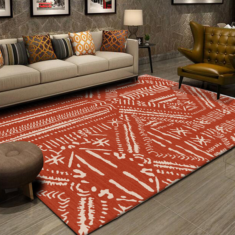 Multicolor Boho-Chic Area Carpet Polyester Tribal Pattern Indoor Rug Washable Carpet for Living Room
