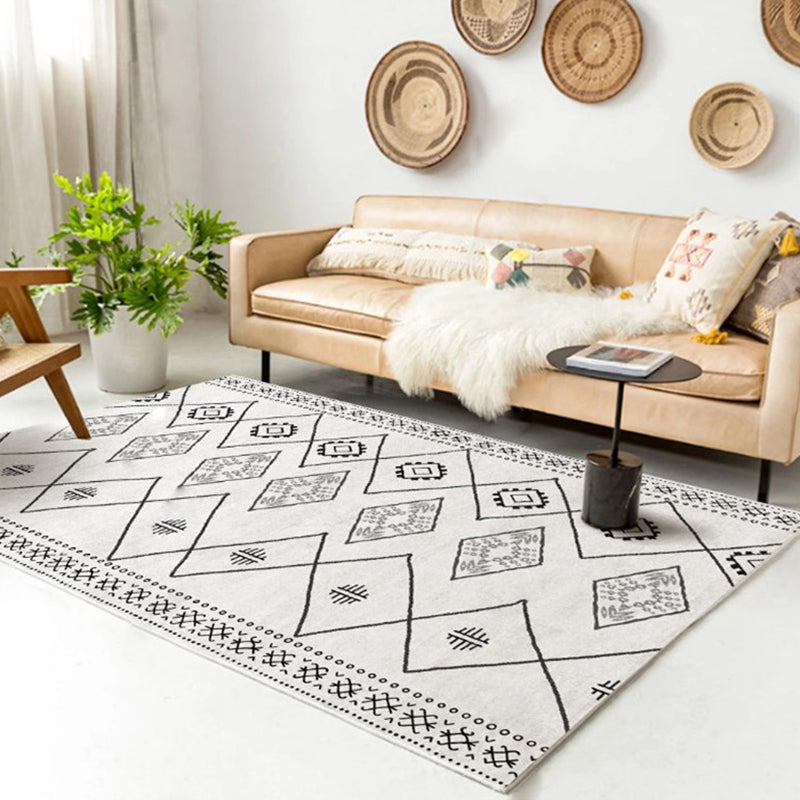 Multicolor Bohemian Area Carpet Polyester Ethnic Print Indoor Rug Easy Care Carpet for Living Room