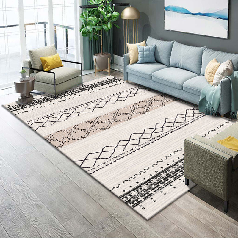 Multicolor Tribal Pattern Rug Polyester Carpet Antique Anti-Slip Backing Indoor Rug for Living Room
