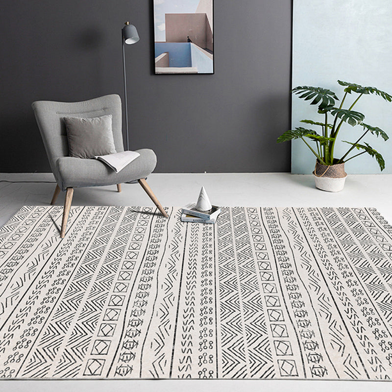 Tono blanco Boho-chic alfombra interior poliéster patrones tribales alfombra alfombra fácil de cuidado para la decoración del hogar