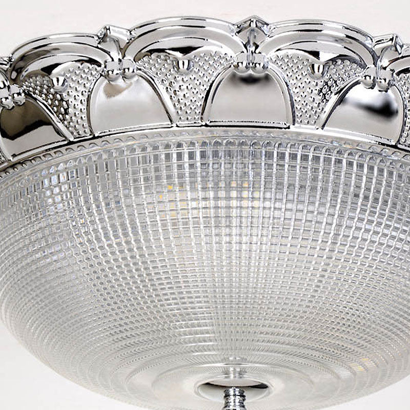 Prismatico Crystal Dome Flush Monte Light Contemporary 3 Testa Silver Soffitto Illuminazione