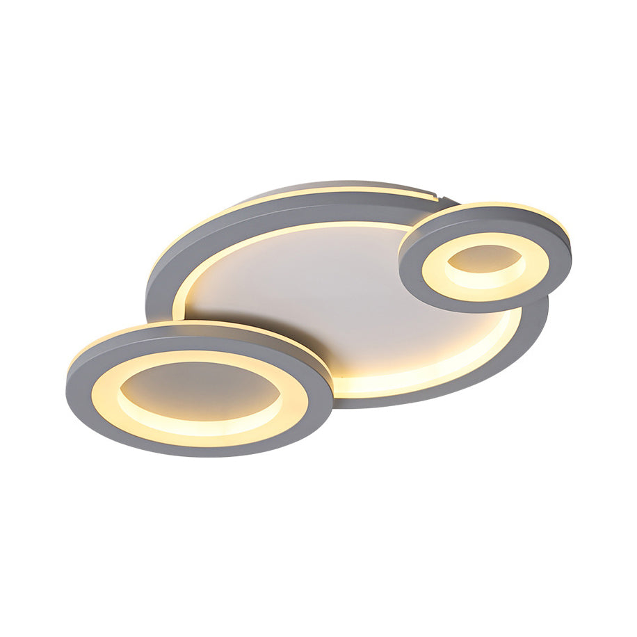 Modern Led Flush Lighting with Acrylic Shade Grey/White Round Flush Mount Ceiling Lamp in Warm/White Light