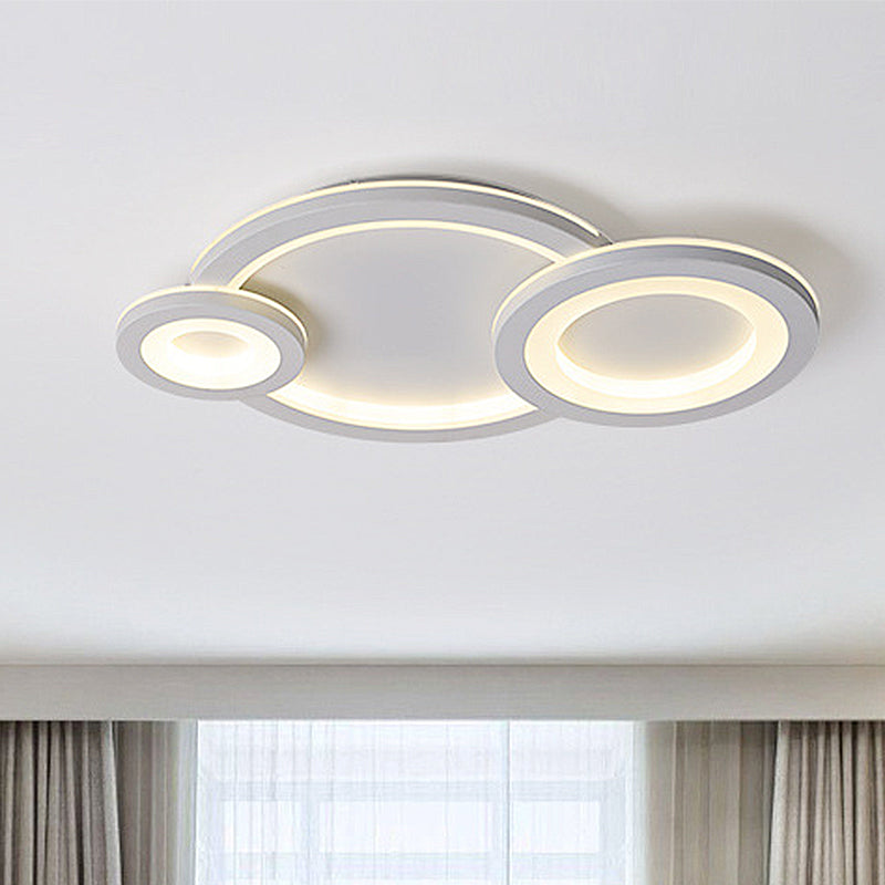 Modern Led Flush Lighting with Acrylic Shade Grey/White Round Flush Mount Ceiling Lamp in Warm/White Light