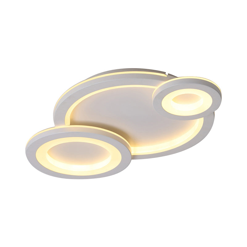 Modern Led Flush Lighting with Acrylic Shade Grey/White Round Flush Mount Ceiling Lamp in Warm/White Light