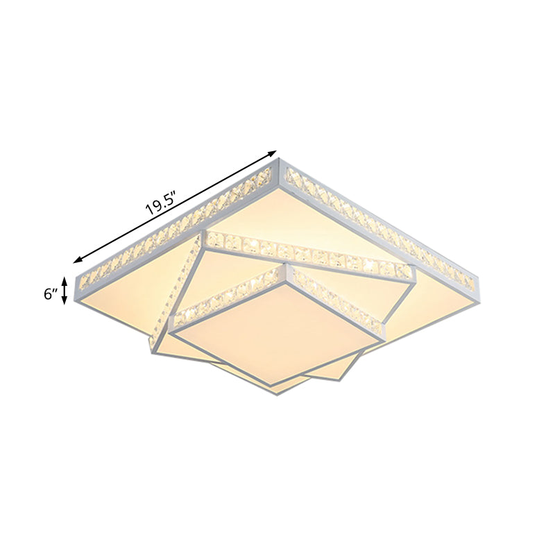 Vierkante plafondlamp moderne acryl LED witte inbouwverlichting in wit/3 kleuren licht, 16"/19,5"/23,5" breed