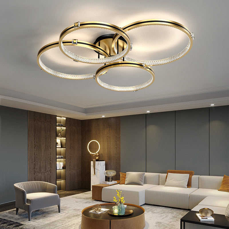 Modern Aluminum Semi Flush Light Fixtures Tiered Semi Flush Mount for Living Room