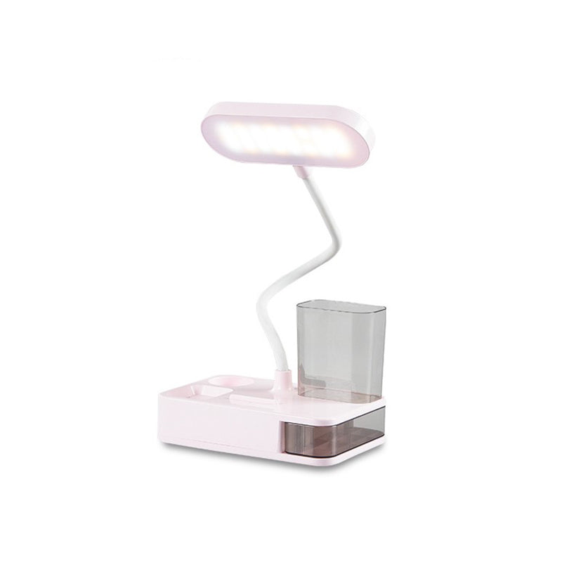 Macaron Rectangular Reading Lamp Plastic 1 Head Kids Room Table Light with Pen Holder