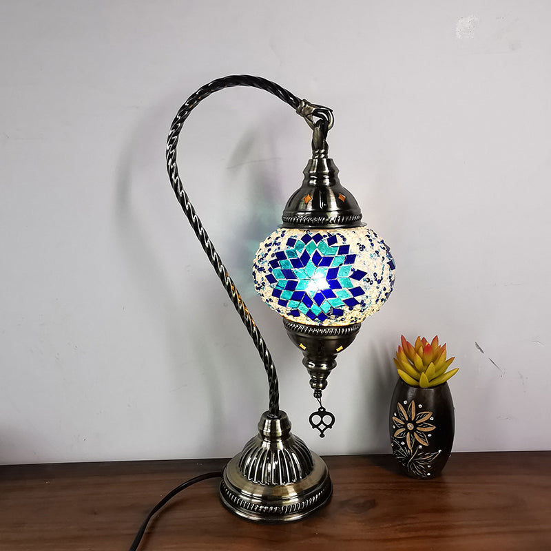 1-Licht-Schwangereck Tisch Leichter türkischer Bronze-Handgefertigter Glas Nachttisch-Lampe