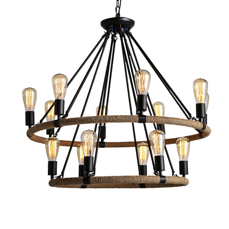 Black Antique Style Ceiling Hanging Light Fixture Metal Chandeliers Pendant Lights