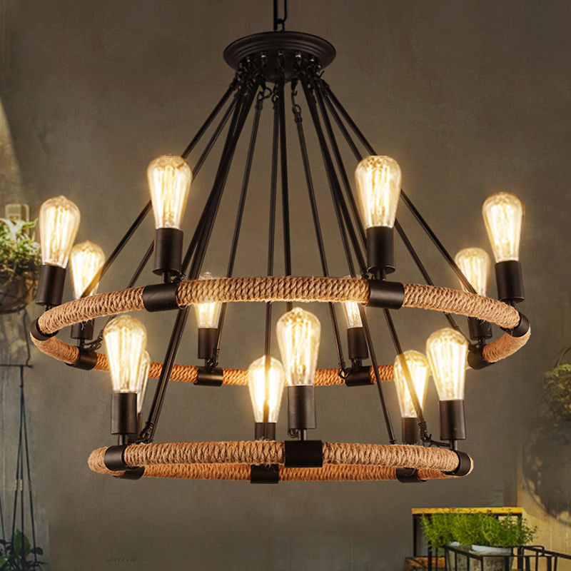 Black Antique Style Ceiling Hanging Light Fixture Metal Chandeliers Pendant Lights