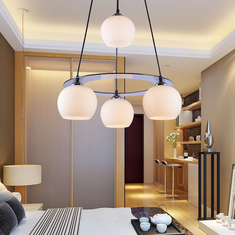 4 Lights Ball Pendant Lighting Modern simplicity White Glass Pendant Ceiling Lights for Restaurant