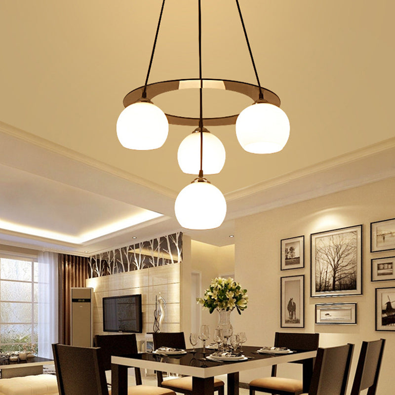 4 Lights Ball Pendant Lighting Modern simplicity White Glass Pendant Ceiling Lights for Restaurant