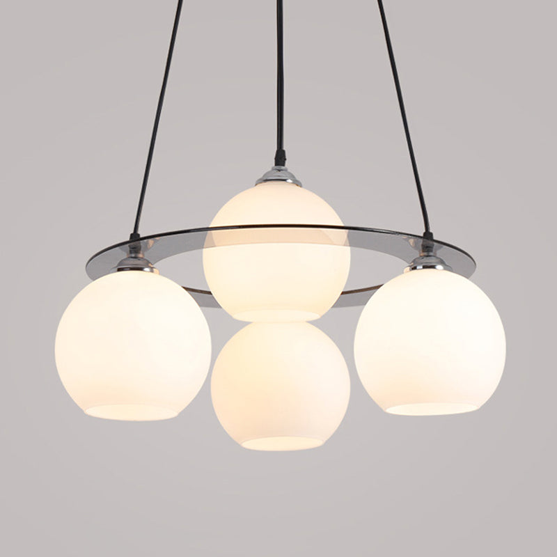 4 Lights Ball Pendant Lighting Modern simplicity White Glass Pendant Ceiling Lights for Restaurant