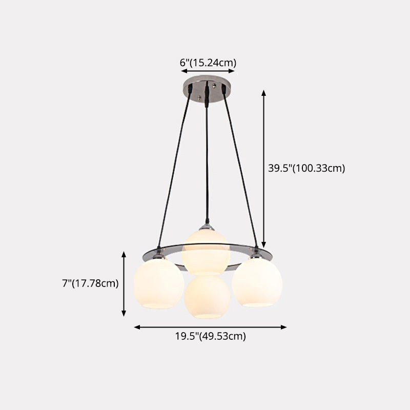 4 Lichter Ball Anhänger Beleuchtung moderne Einfachheit weiße Glas Anhänger Deckenlichter für das Restaurant