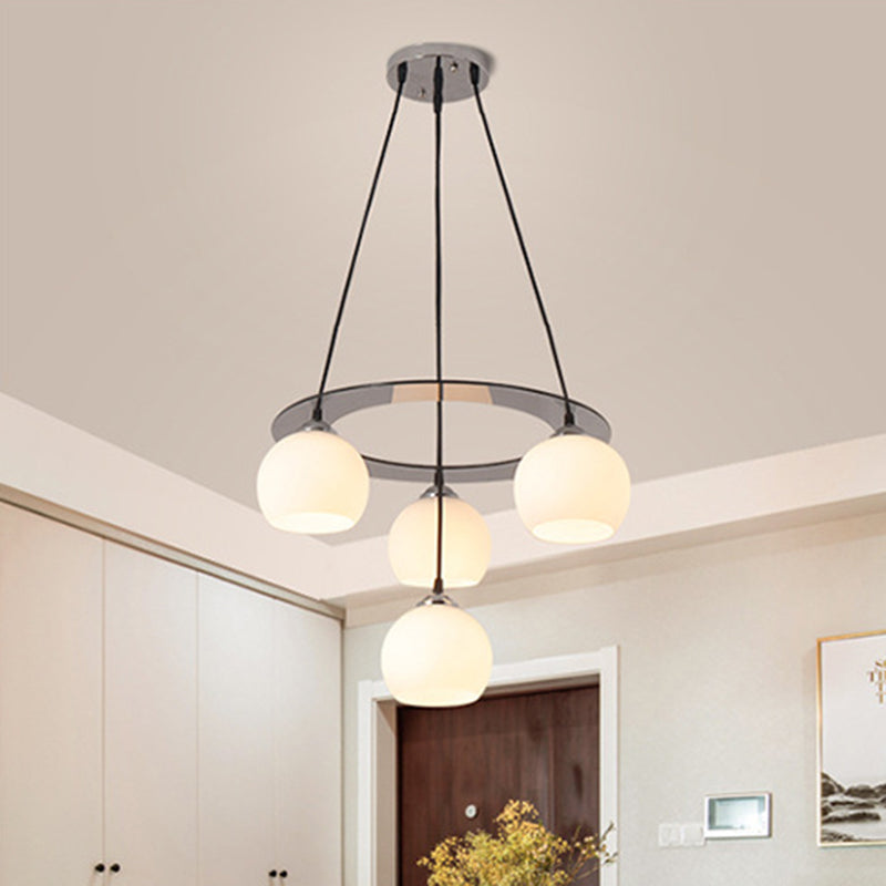 4 Lights Ball Pendant Lighting Modern simplicity White Glass Pendant Ceiling Lights for Restaurant