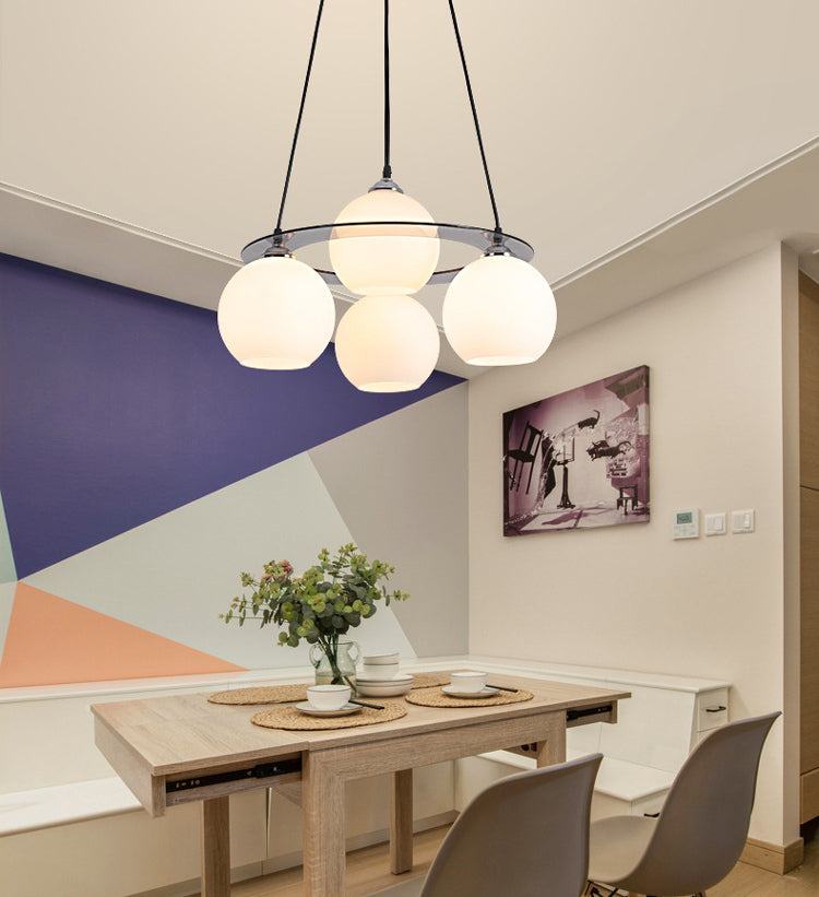 4 lichten bal hanglampverlichting moderne eenvoud witte glas hanglamp plafondlampen voor restaurant