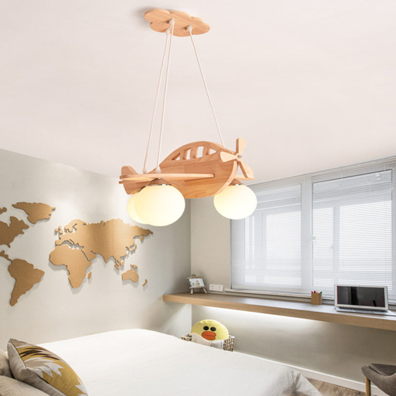 Airplane Wooden Chandelier Pendant Light Nordic Beige Pendant Chandelier for Kids Bedroom