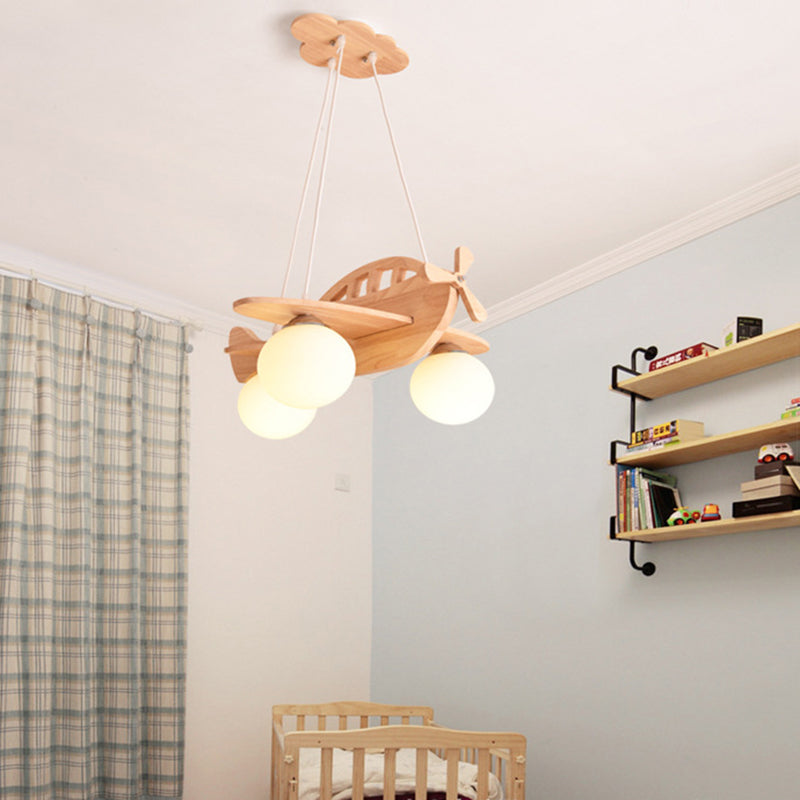 Airplane Wooden Chandelier Pendant Light Nordic Beige Pendant Chandelier for Kids Bedroom