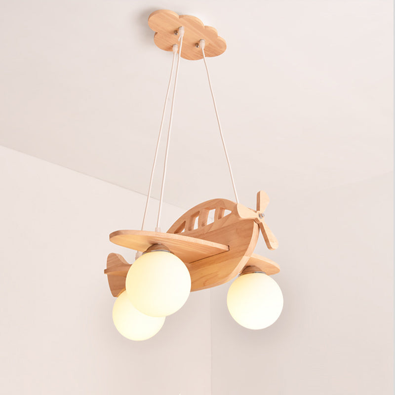 Airplane Wooden Chandelier Pendant Light Nordic Beige Pendant Chandelier for Kids Bedroom