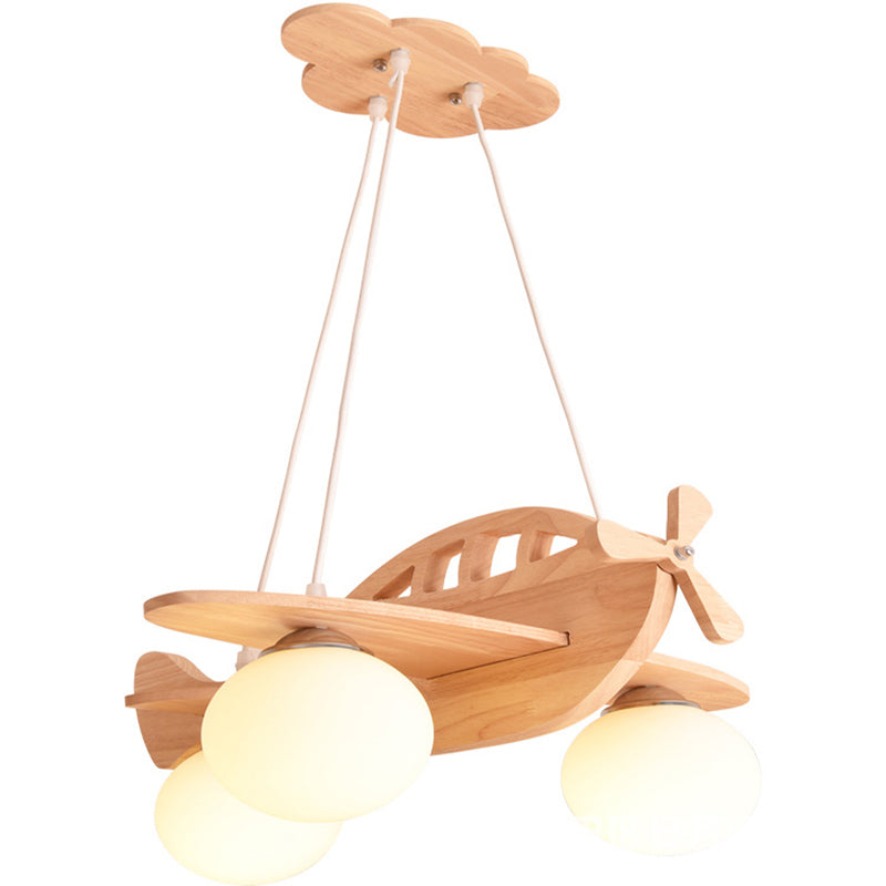 Airplane Wooden Chandelier Pendant Light Nordic Beige Pendant Chandelier for Kids Bedroom