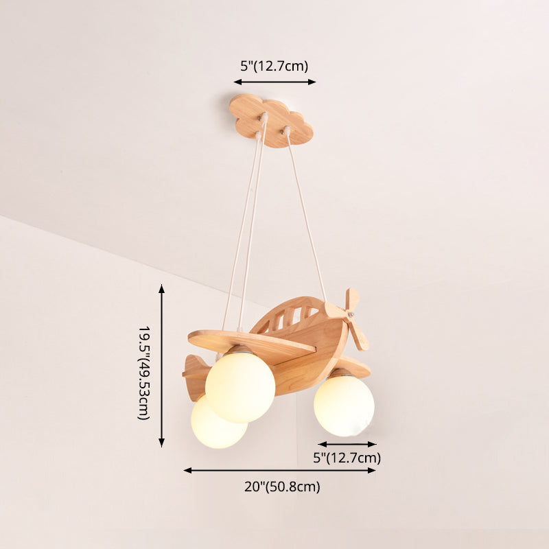 Airplane Wooden Chandelier Pendant Light Nordic Beige Pendant Chandelier for Kids Bedroom